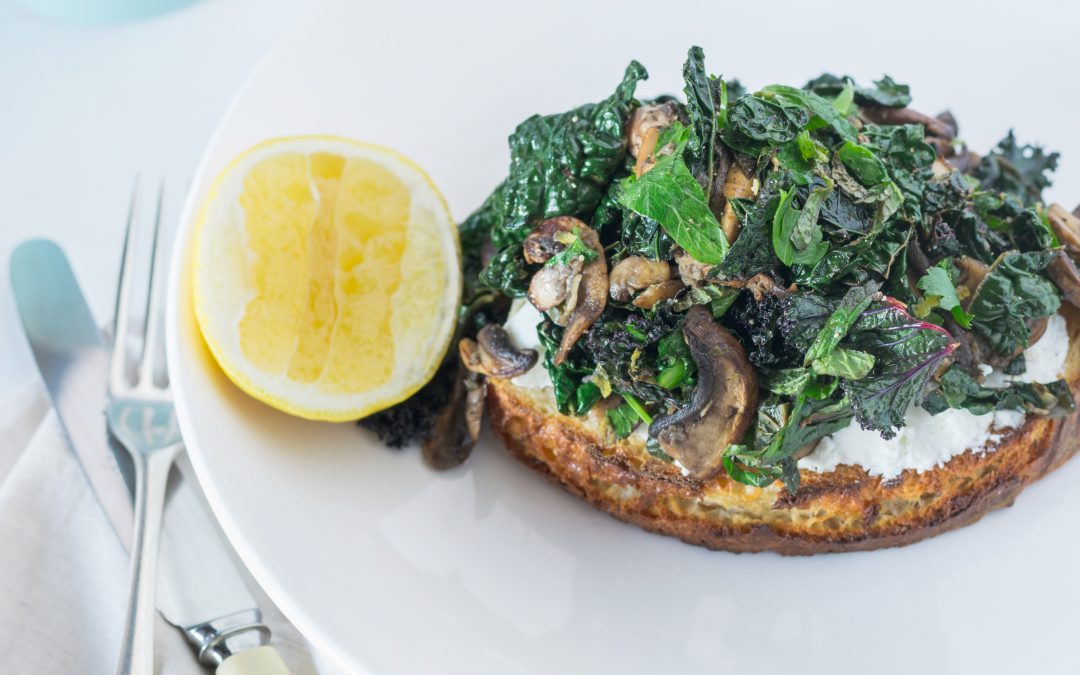 Mushroom, Greens & Ricotta on Sourdough Toast
