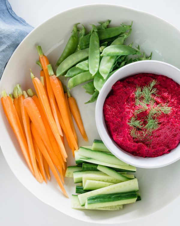 Beetroot Hummus with Crudites