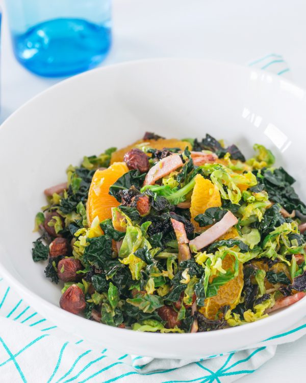 Warm Kale and Shaved Sprout Salad